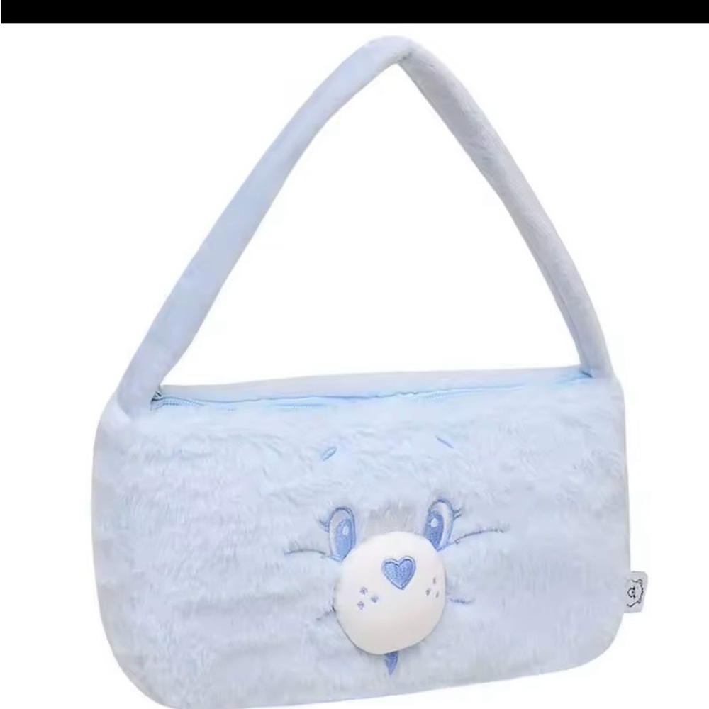 NWT Care Bears bag blue handbag shoulder bag purse plush pouchette